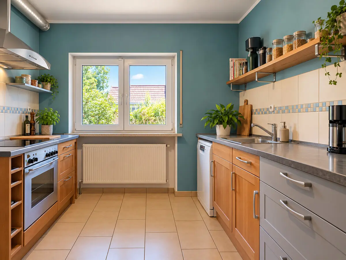 Helle Küche mit Fenster