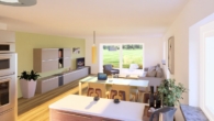EG-Wohnen_Essen_Kochen var2c - Neubau-Projekt! – Lichtdurchflutetes Zweifamilienhaus für zwei Familien oder Vermietung der Wohnung