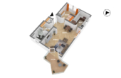 3D-Grundriss - Lichtdurchflutete 2-Zimmer-Wohnung in Top-Wohnlage mit Balkon und TG-Stellplatz-neuwertig!